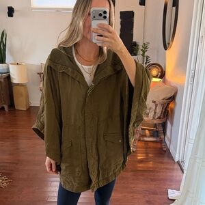 Anthropologie Olive Green Cape Jacket